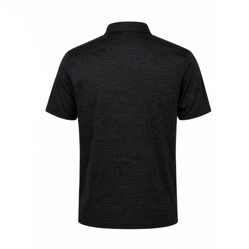 LE COQ SPORTIF GOLF Stretch Marine Parasol Jacquard Men's Polo (Black)