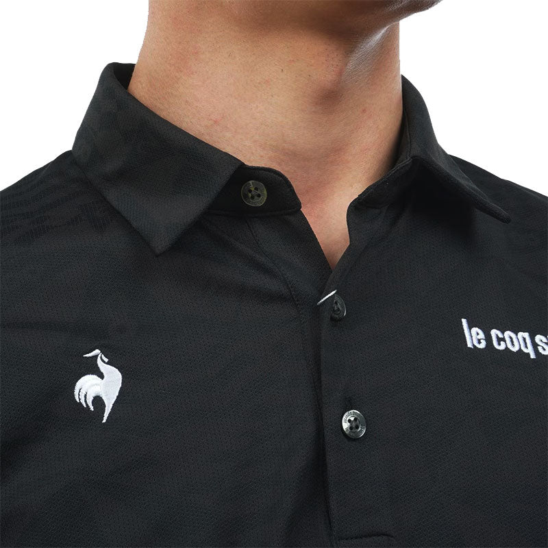 LE COQ SPORTIF GOLF Stretch Marine Parasol Jacquard Men's Polo (Black)