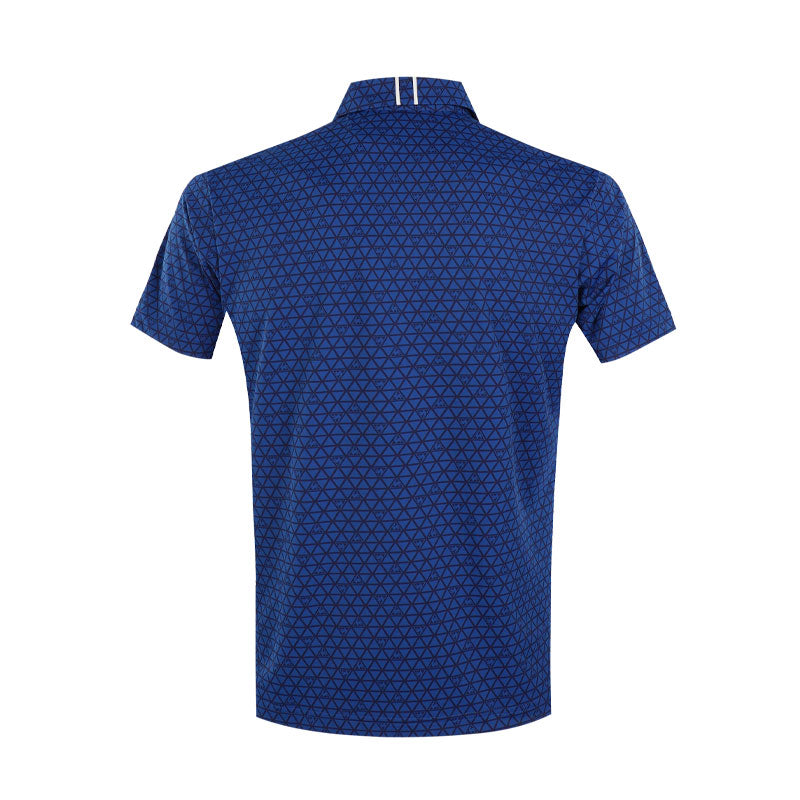 LE COQ SPORTIF GOLF Checkered Pattern Men's Polo (Blue)