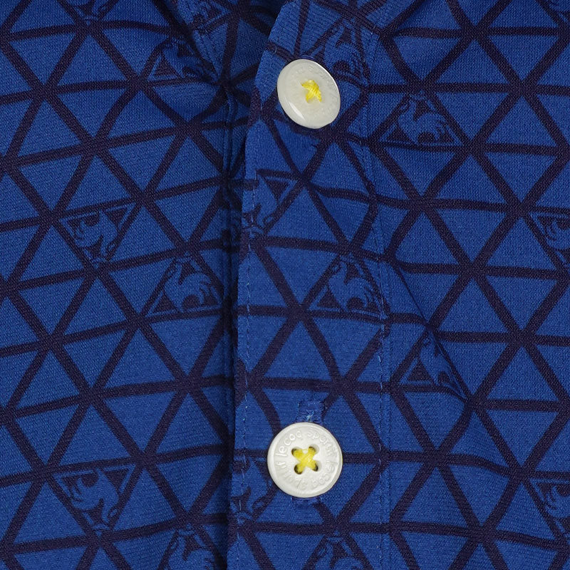 LE COQ SPORTIF GOLF Checkered Pattern Men's Polo (Blue)