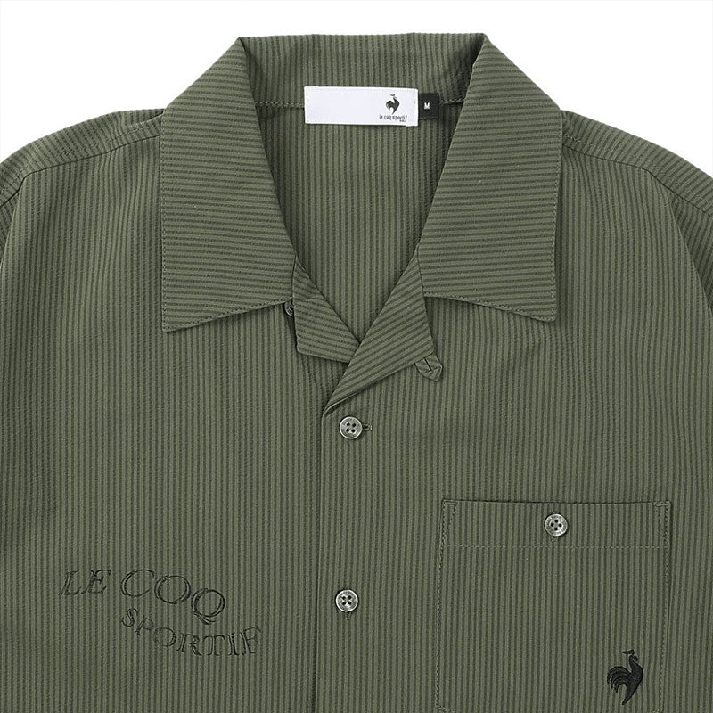 LE COQ SPORTIF GOLF Soccer Stripe Open-Collar Men's Polo (Khaki)