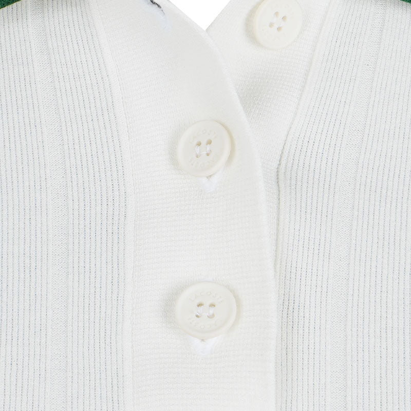 LACOSTE Polo Collar Women's Sweater (Flour/Green)