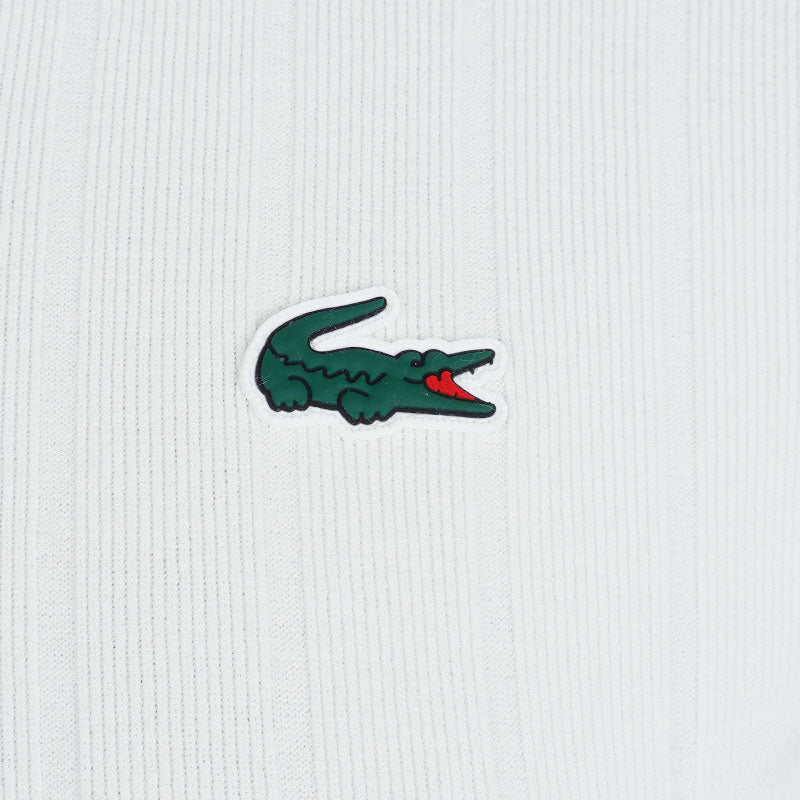 LACOSTE Polo Collar Women's Sweater (Flour/Green)