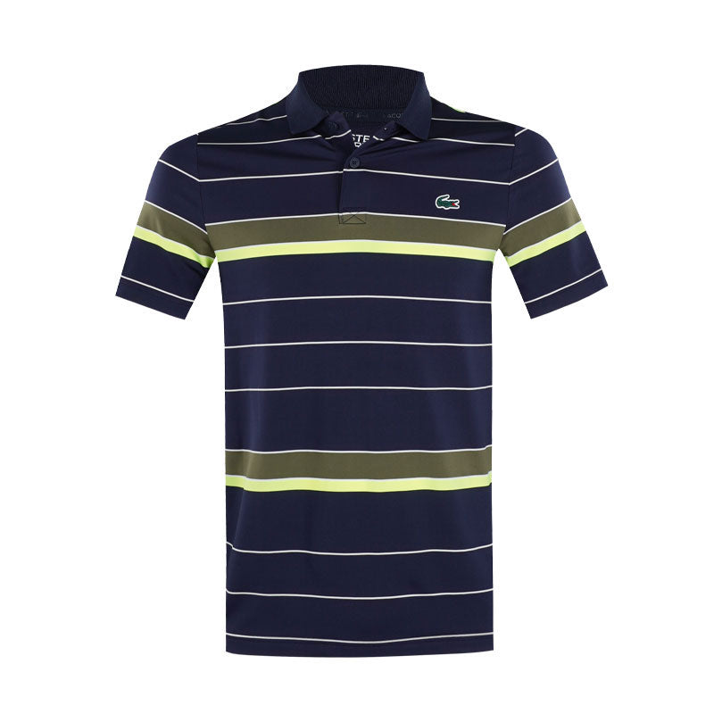 LACOSTE Striped Ultra Dry Stretch Men's Polo (Navy/Olive)