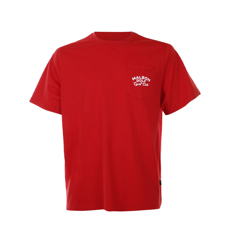 MALBON GOLF Golf & Cycle Club Pocket Men’s T-Shirt (Red)