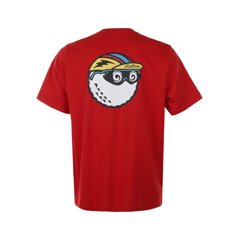 MALBON GOLF Golf & Cycle Club Pocket Men’s T-Shirt (Red)