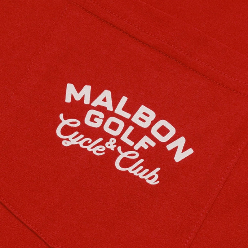 MALBON GOLF Golf & Cycle Club Pocket Men’s T-Shirt (Red)