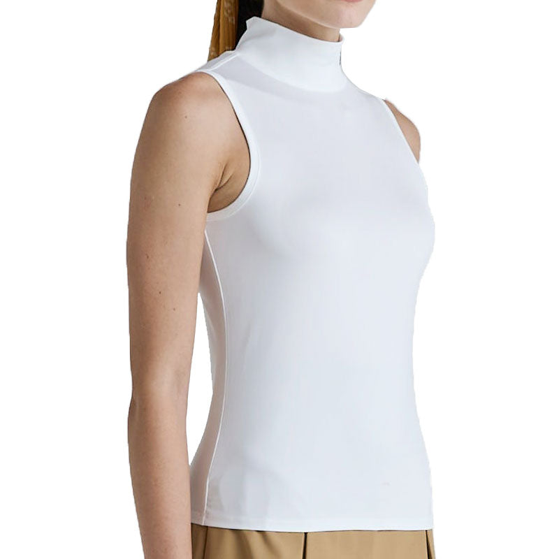 MALBON GOLF Matchpoint Women's Sleeveless Mock Shirt (White)