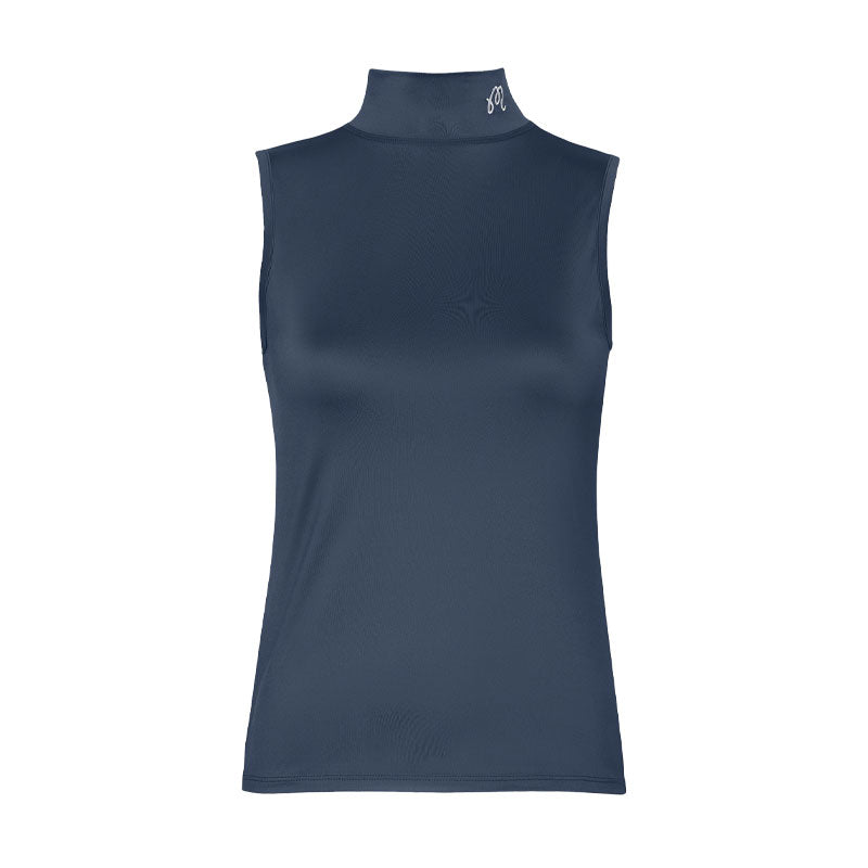 MALBON GOLF Matchpoint Women's Sleeveless Mock Shirt (Navy)