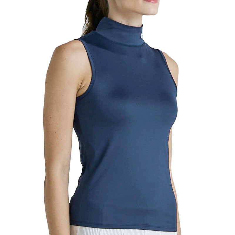 MALBON GOLF Matchpoint Women's Sleeveless Mock Shirt (Navy)