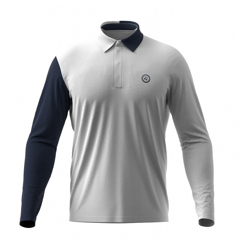 TAYLORMADE Color Block Men's Long Sleeve Polo (White)
