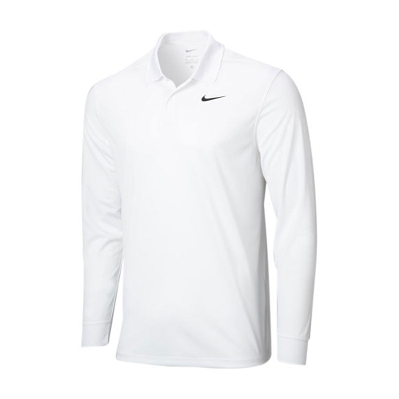 NIKE Victory Solid Men's Long Sleeve Polo (White)