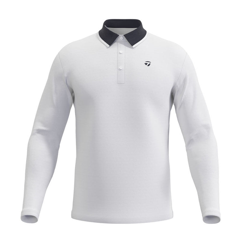TAYLORMADE Basic Men's Long Sleeve Polo (White)