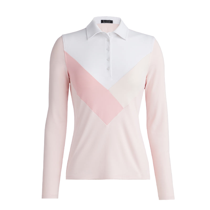 GFORE Multi V Jersey Women's Long Sleeve Polo (Cameo)