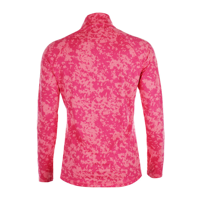 CALVIN KLEIN Canvas Printed 1/2 Zip Women's Long Sleeve Polo (Pink)