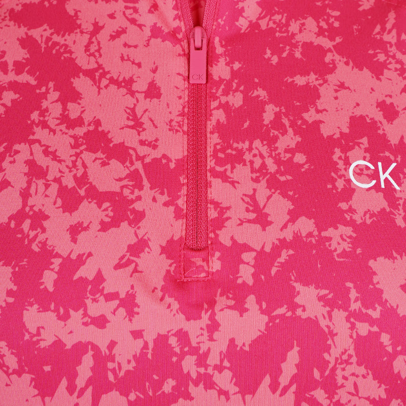 CALVIN KLEIN Canvas Printed 1/2 Zip Women's Long Sleeve Polo (Pink)