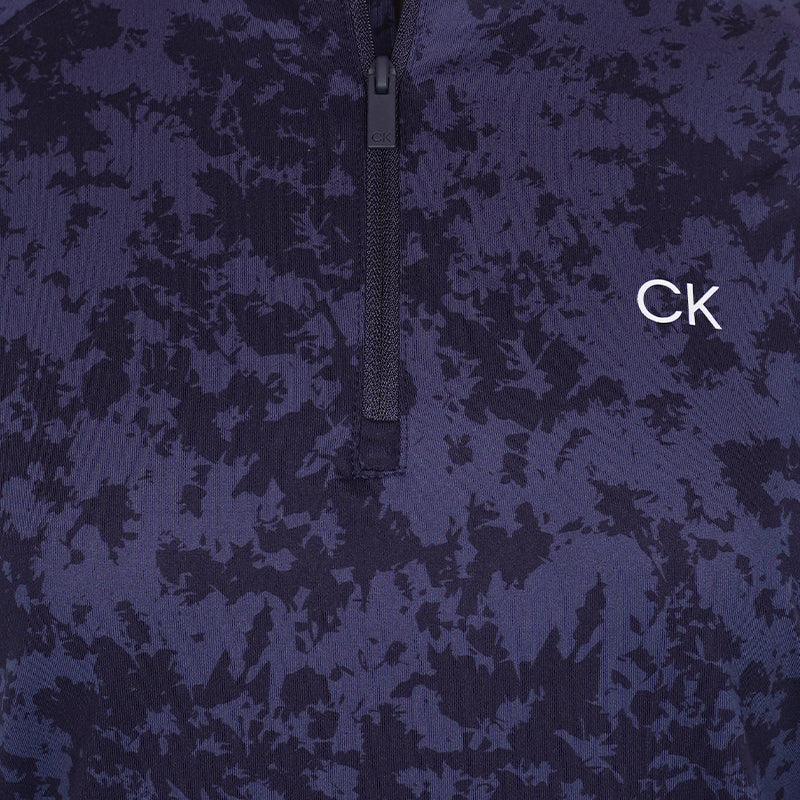 CALVIN KLEIN Canvas Printed 1/2 Zip Women's Long Sleeve Polo (Navy)