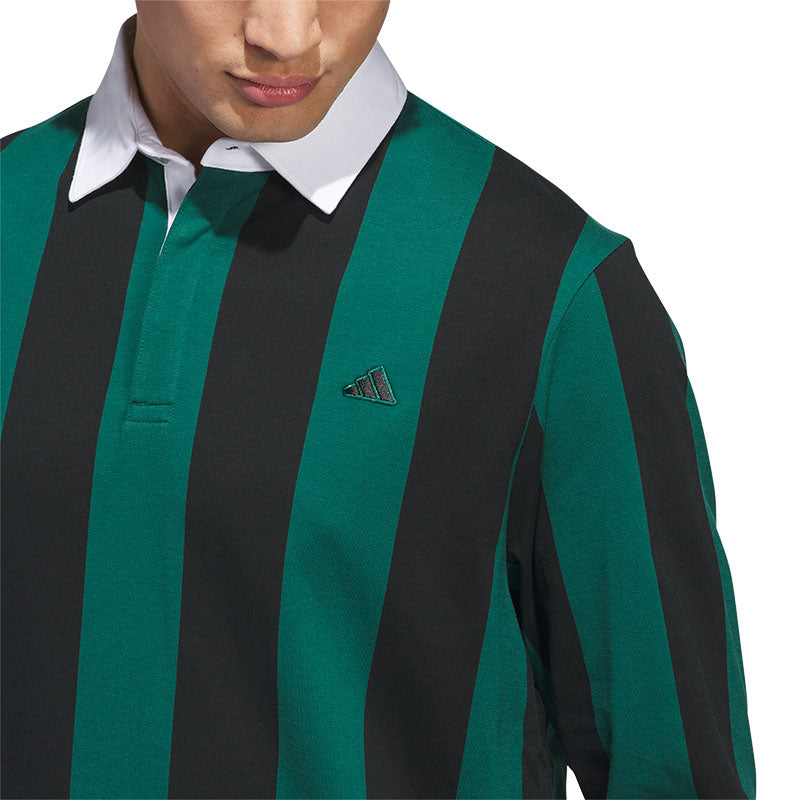 ADIDAS Go-To Men's Long Sleeve Rugby Polo (Collegiate Green)
