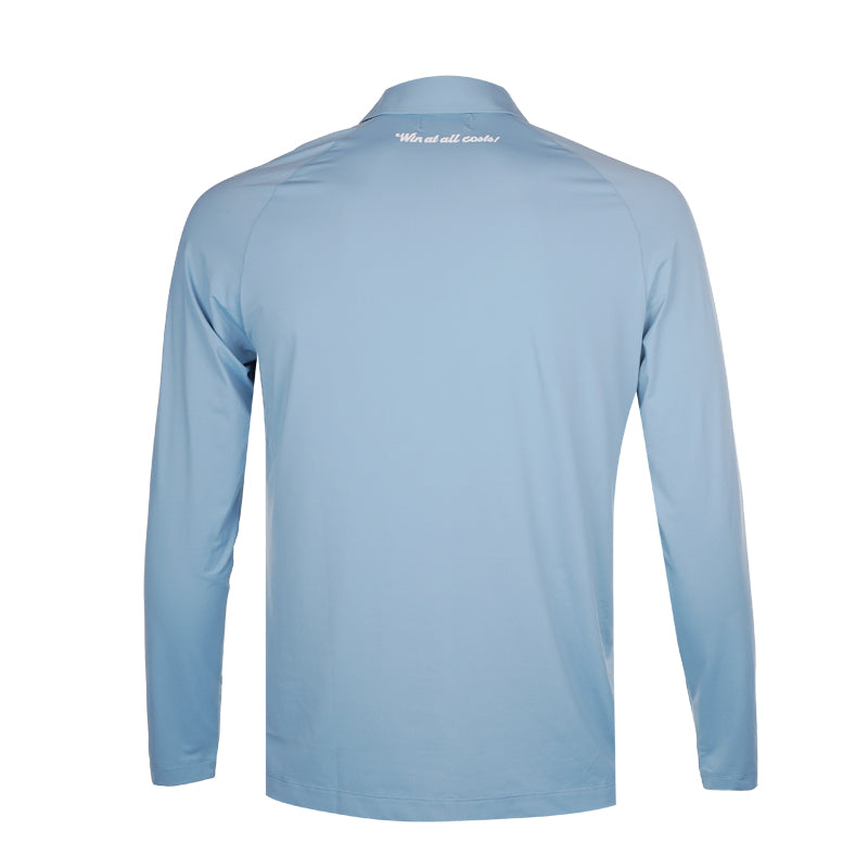 WAAC Korea Logo Men's Long Sleeve Polo (Blue)