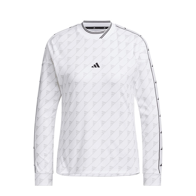 ADIDAS Women's Long Sleeve Print Mock Shirt (White)