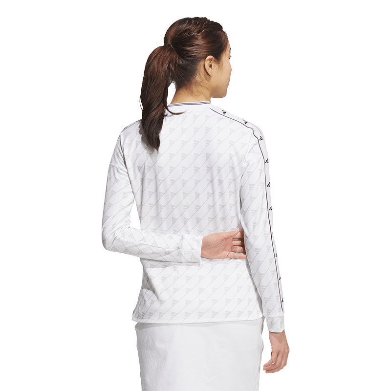 ADIDAS Women's Long Sleeve Print Mock Shirt (White)