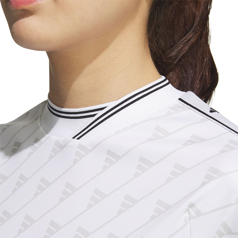 ADIDAS Women's Long Sleeve Print Mock Shirt (White)