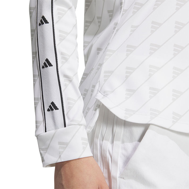 ADIDAS Women's Long Sleeve Print Mock Shirt (White)