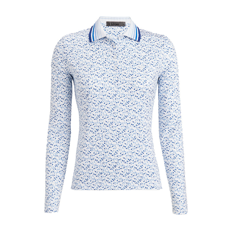 GFORE Aye Poppy Tech Jersey Women's Long Sleeve Polo (Snow)