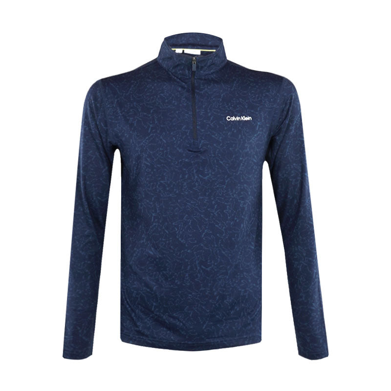 CALVIN KLEIN Printed Newport 1/4 Zip Men's Long Sleeve Shirt (Navy)