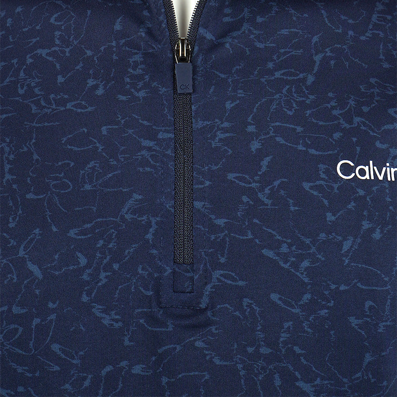 CALVIN KLEIN Printed Newport 1/4 Zip Men's Long Sleeve Shirt (Navy)