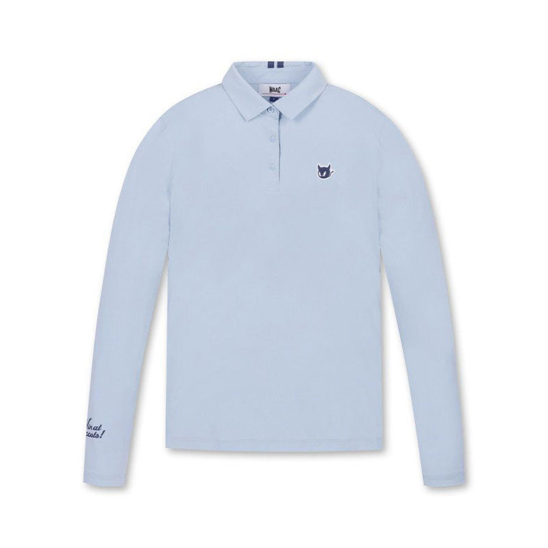 WAAC Athletic Essential Collar Women's Long Sleeve Polo (Light Blue)