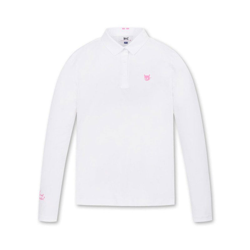 WAAC Athletic Essential Collar Women's Long Sleeve Polo (White)