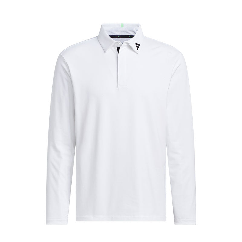 ADIDAS Jacquard Men's Long Sleeve Polo (White)