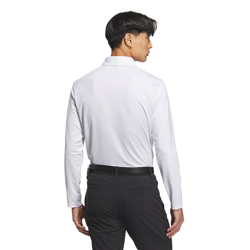 ADIDAS Jacquard Men's Long Sleeve Polo (White)