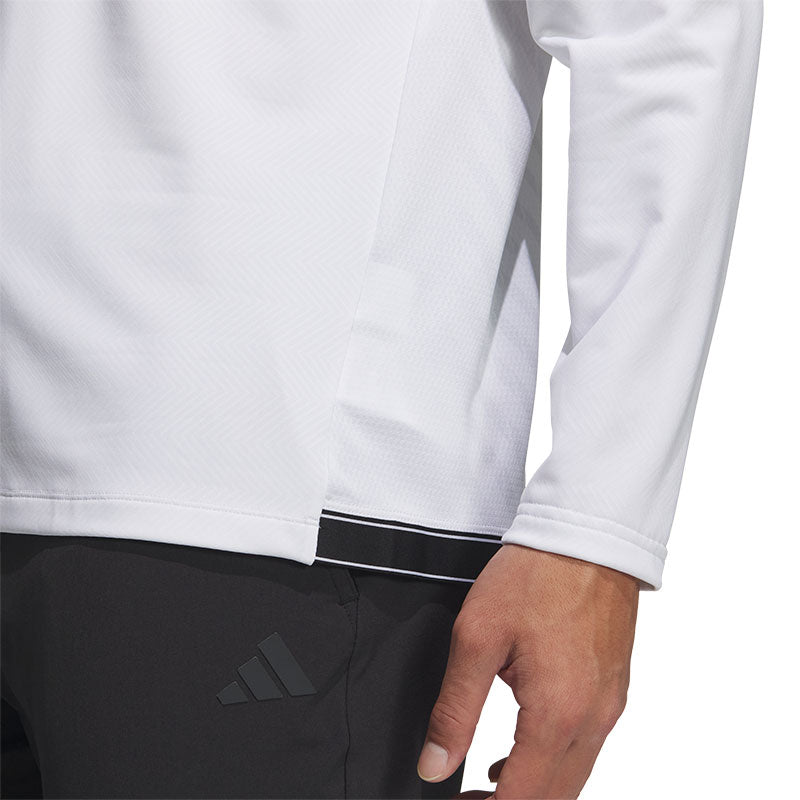 ADIDAS Jacquard Men's Long Sleeve Polo (White)