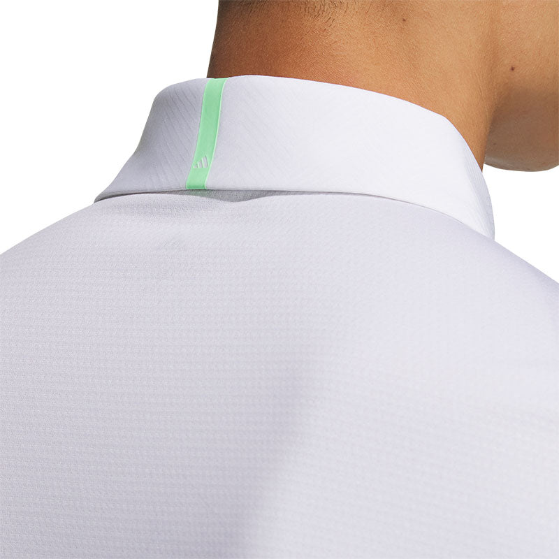 ADIDAS Jacquard Men's Long Sleeve Polo (White)
