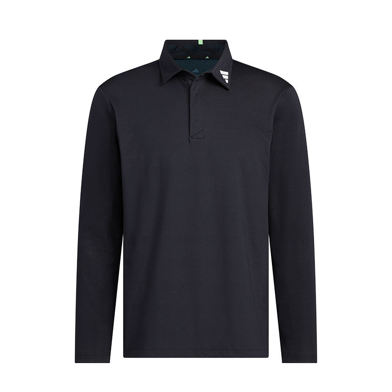 ADIDAS Jacquard Men's Long Sleeve Polo (Black)