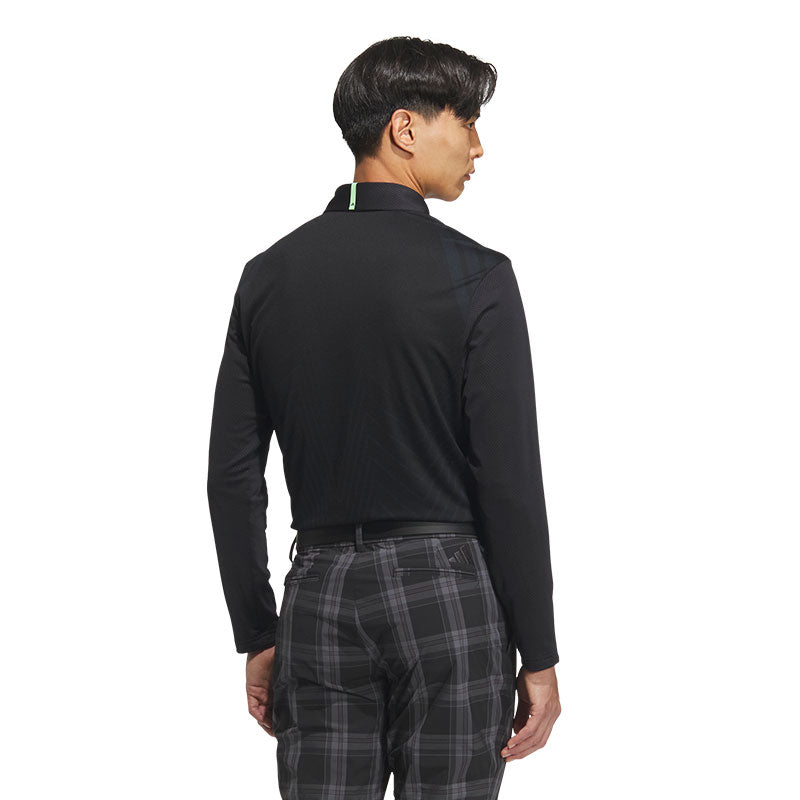 ADIDAS Jacquard Men's Long Sleeve Polo (Black)
