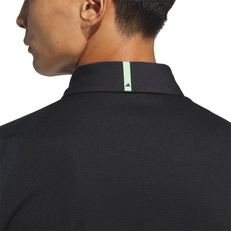 ADIDAS Jacquard Men's Long Sleeve Polo (Black)