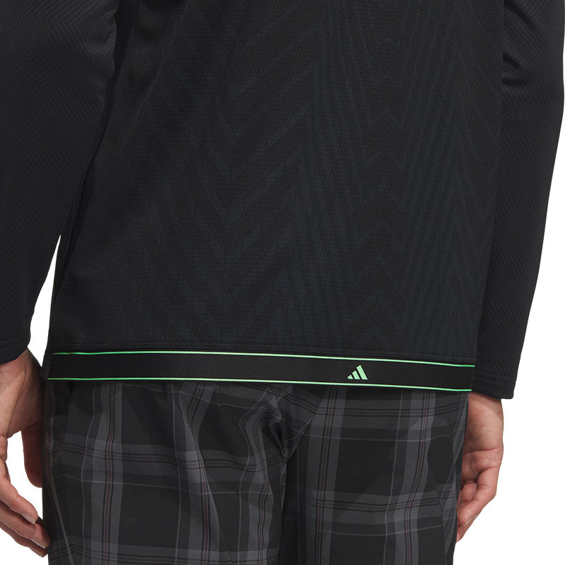 ADIDAS Jacquard Men's Long Sleeve Polo (Black)