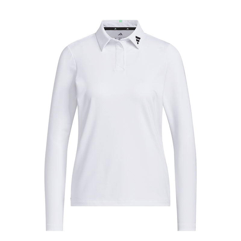 ADIDAS Jacquard Women's Long Sleeve Polo (White)
