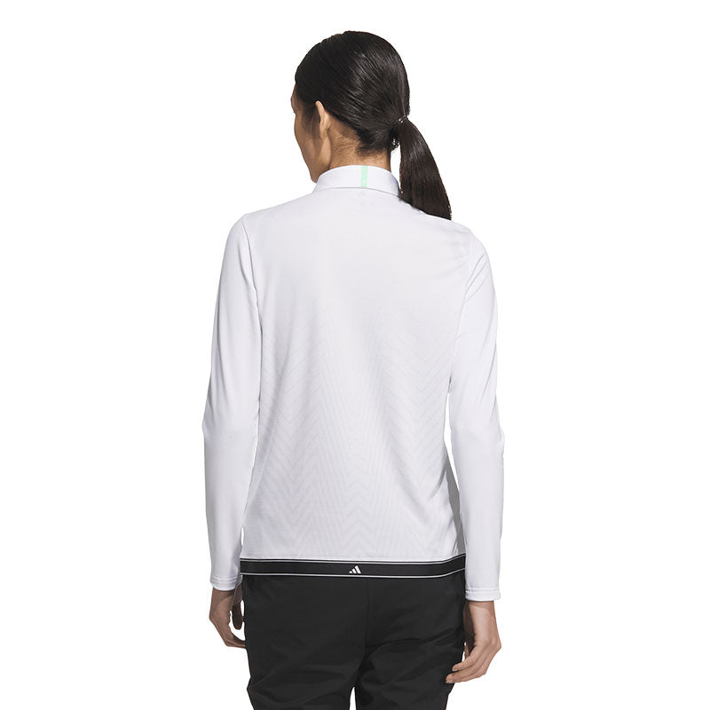 ADIDAS Jacquard Women's Long Sleeve Polo (White)