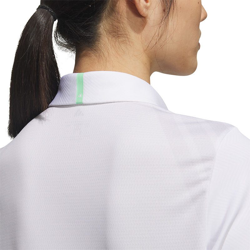 ADIDAS Jacquard Women's Long Sleeve Polo (White)