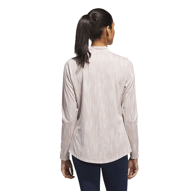 ADIDAS Ultimate365 Jacquard Long Sleeve Mock Shirt (Taupe)