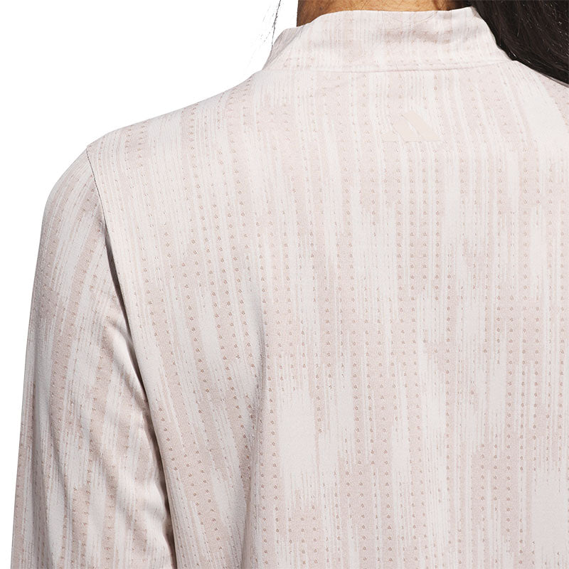 ADIDAS Ultimate365 Jacquard Long Sleeve Mock Shirt (Taupe)