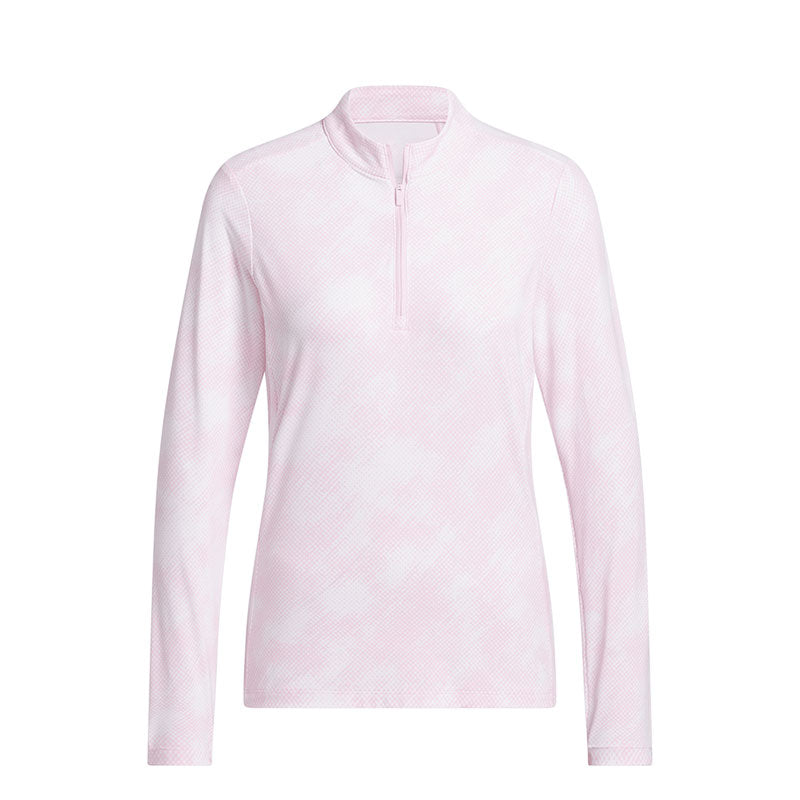 ADIDAS Printed Quarter-Zip Women's Mock Neck Top (Pink)