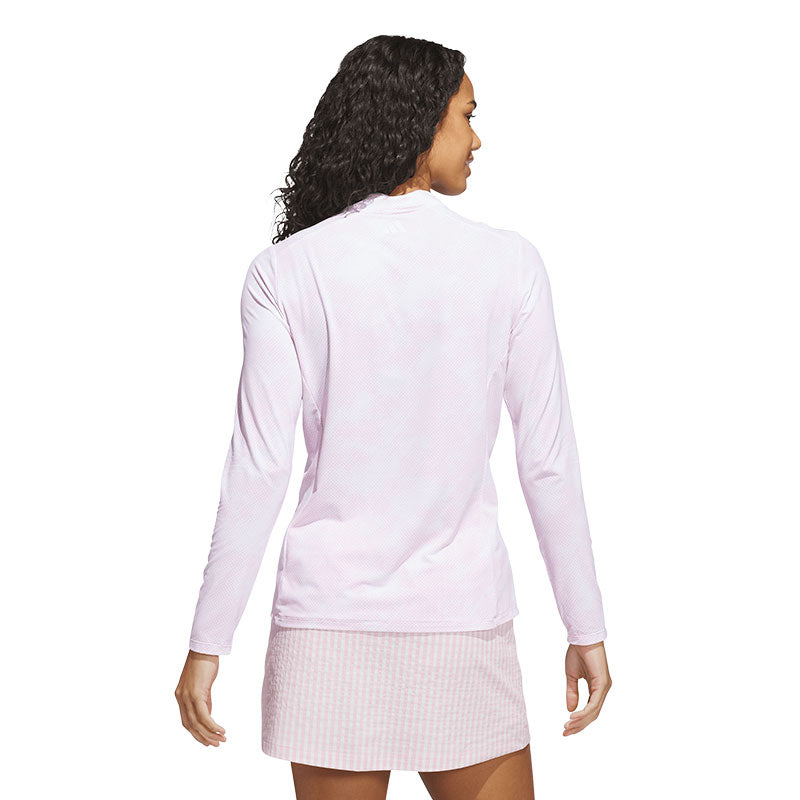 ADIDAS Printed Quarter-Zip Women's Mock Neck Top (Pink)