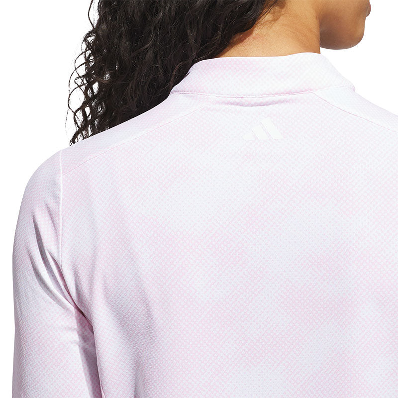 ADIDAS Printed Quarter-Zip Women's Mock Neck Top (Pink)