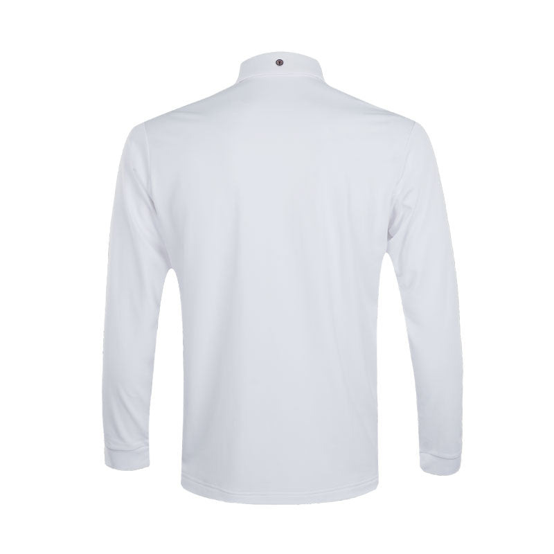 LE COQ SPORTIF GOLF Basic Button-Down Men's Long-Sleeve Polo (White)