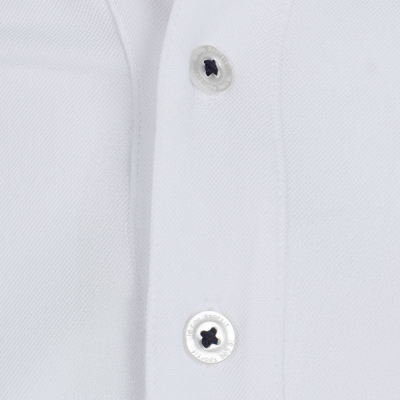 LE COQ SPORTIF GOLF Basic Button-Down Men's Long-Sleeve Polo (White)